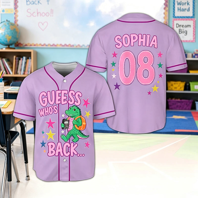 Personalized Name And Number Guess Who's Back Teacher Baseball Jersey