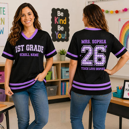 Personalized Grade Teacher Name And Number Teacher Mesh Jersey