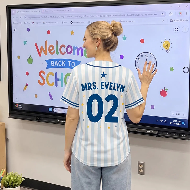 Personalized Grade And Name Striped Teacher Baseball Jersey