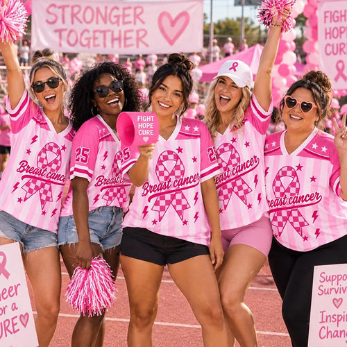 Personalized Pink Ribbon Breast Cancer Awareness Teacher Mesh Jersey