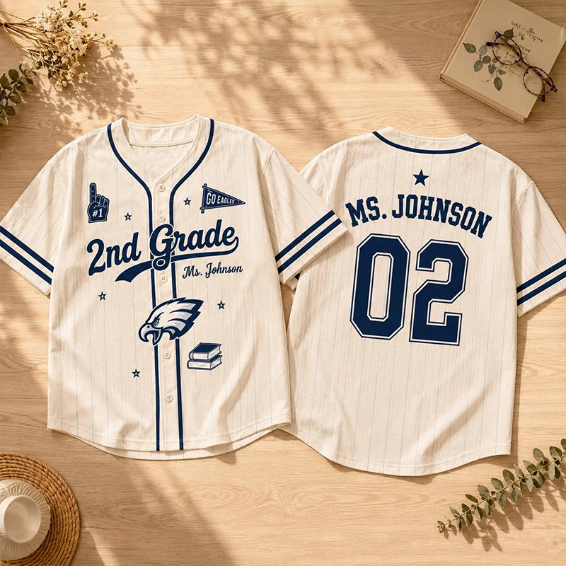 Personalized Grade Mascot Name Number Graphic Baseball Jersey