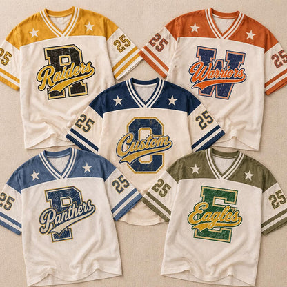 Personalized Mascot Preppy Stripes Retro Distressed Teacher Mesh Jersey