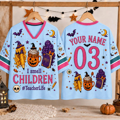 Personalized Name Number Halloween Witch Teacher Mesh Jersey
