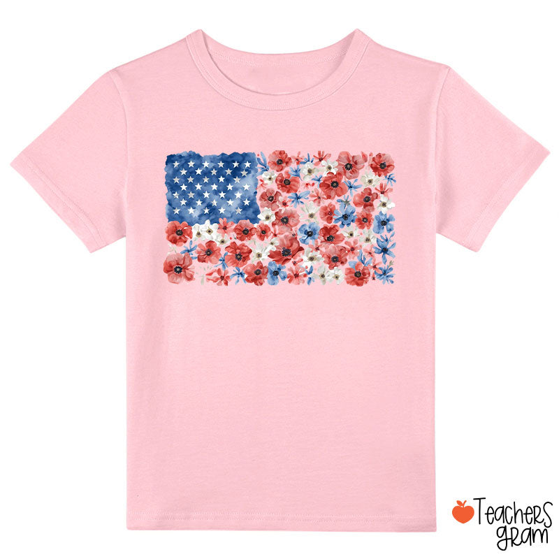 Vintage Floral USA Flag Class T-Shirt