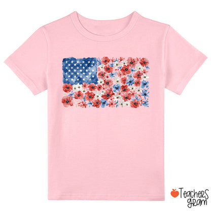 Vintage Floral USA Flag Class T-Shirt