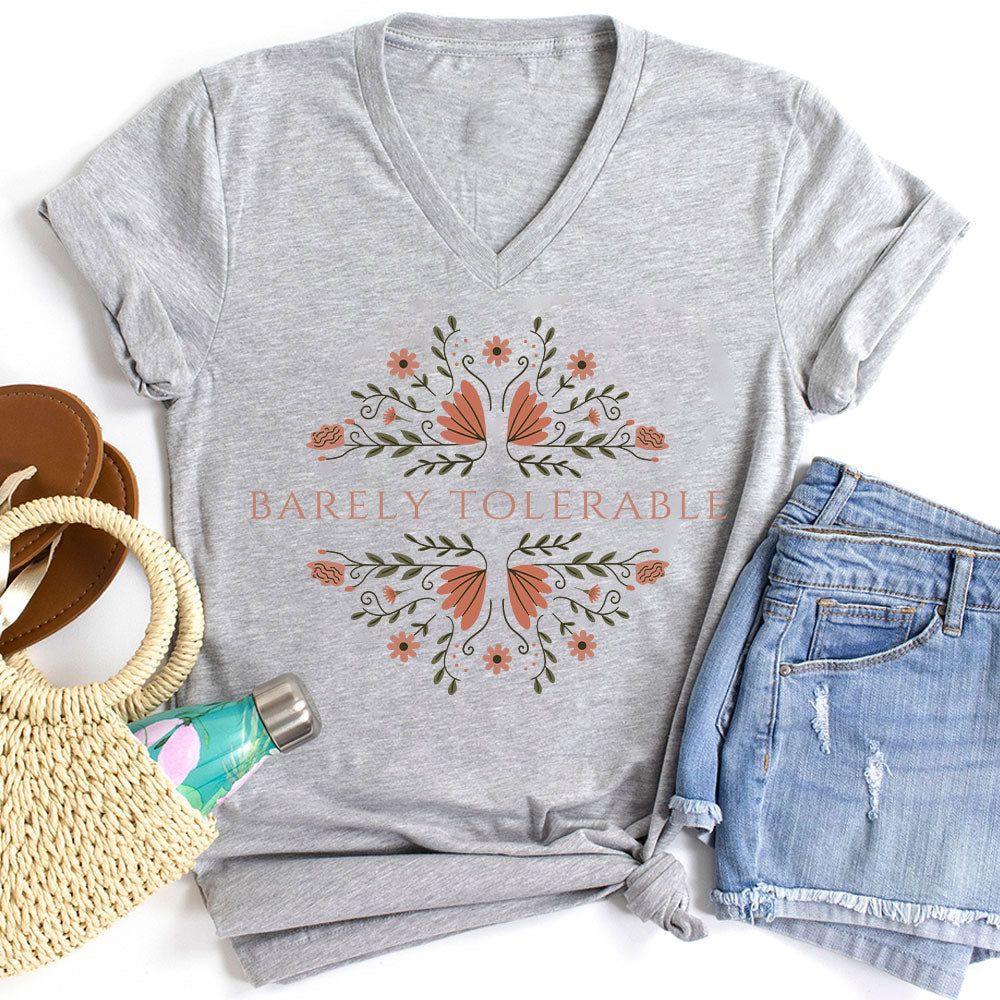 Barely Tolerable Pride And Prejudice Teacher Female V-Neck T-Shirt
