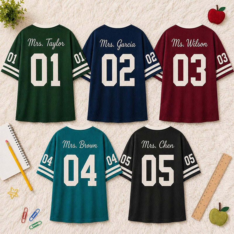 Personalized Grade Name And Number Teacher Mesh Jersey