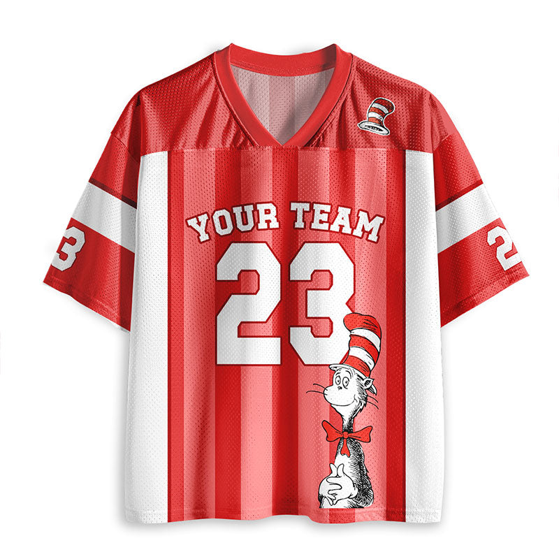 Personalized School Spirit Cat Red Mesh Jersey