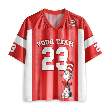 Personalized School Spirit Cat Red Mesh Jersey