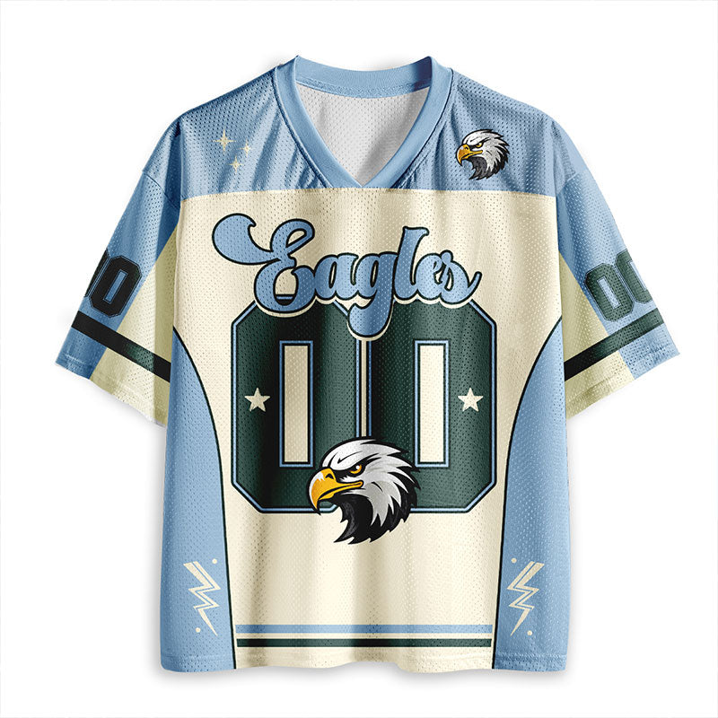 Personalized Mascot Light Blue Teacher Mesh Jersey