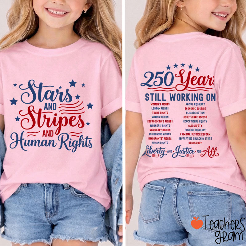 Stars And Stripes And Human Rights Class Two Sided T-Shirt