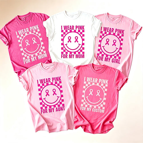 Personalized Pink Awareness Smile For Loved Ones Teacher T-Shirt