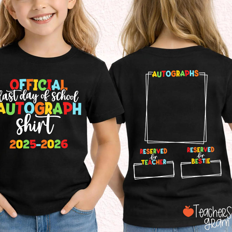 Personalized Last Day Of School Autograph Class Two Sided T-Shirt