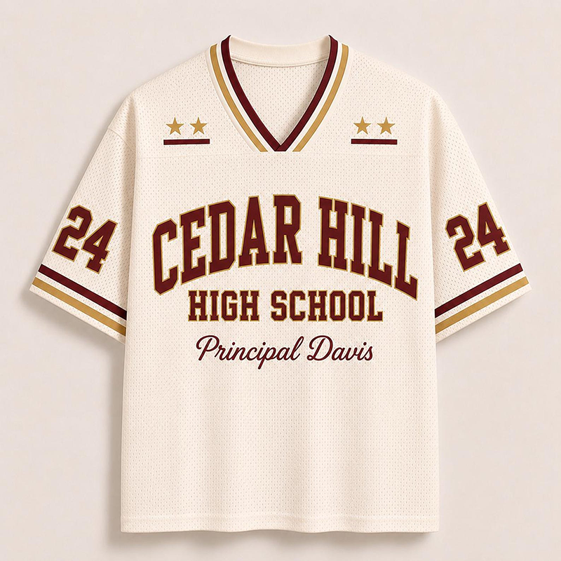 Personalized Name And Number Striped Collar Teacher Mesh Jersey
