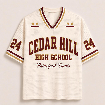 Personalized Name And Number Striped Collar Teacher Mesh Jersey