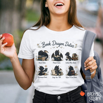 Book Dragon Duties Teacher T-Shirt