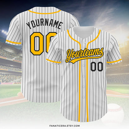 Personalized Team Name Number Pinstripe Baseball Jersey
