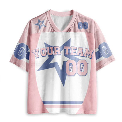 Personalized School Spirit Star Pink Teacher Mesh Jersey