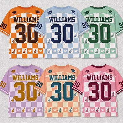 Personalized Grade Teacher Name And Number Checkered Teacher Mesh Jersey