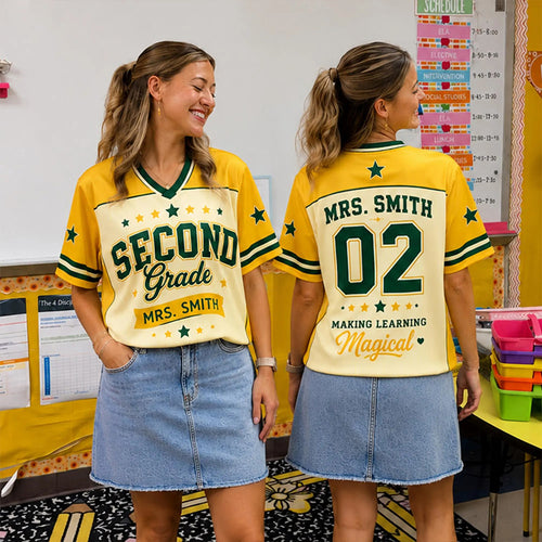 Personalized Grade And Name Making Learning Magical Teacher Mesh Jersey