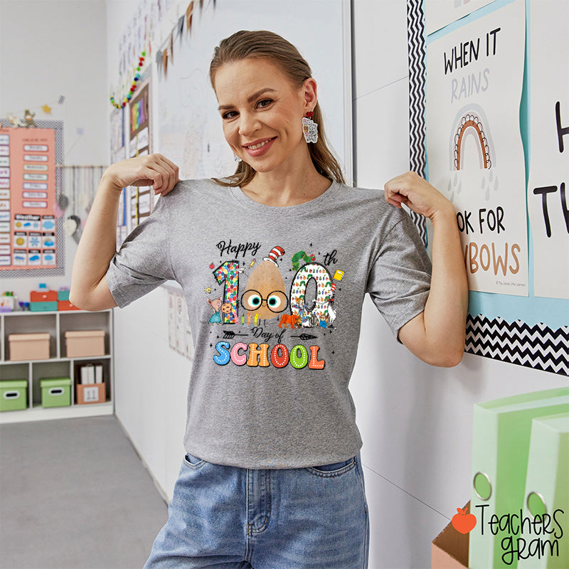 Children's Books Happy 100 Days Of School Teacher T-Shirt