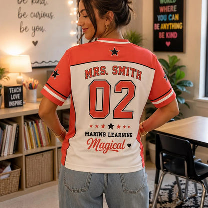 Personalized Grade And Name Making Learning Magical Teacher Mesh Jersey