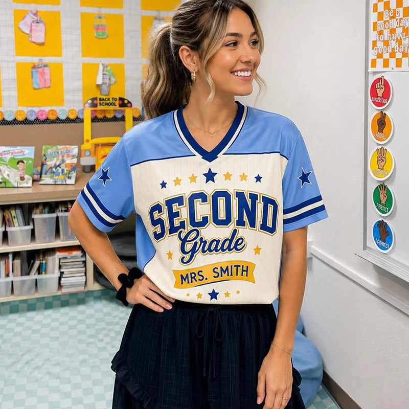 Personalized Grade And Name Making Learning Magical Teacher Mesh Jersey