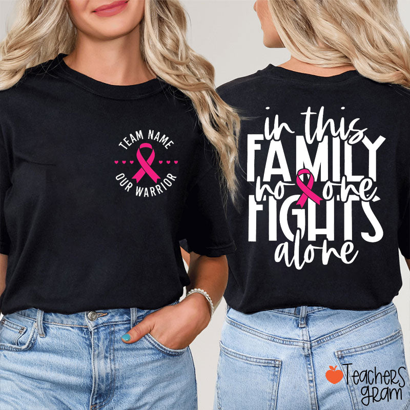 Personalized Team Name Breast Cancer Awareness Teacher Two Sided T‑Shirt