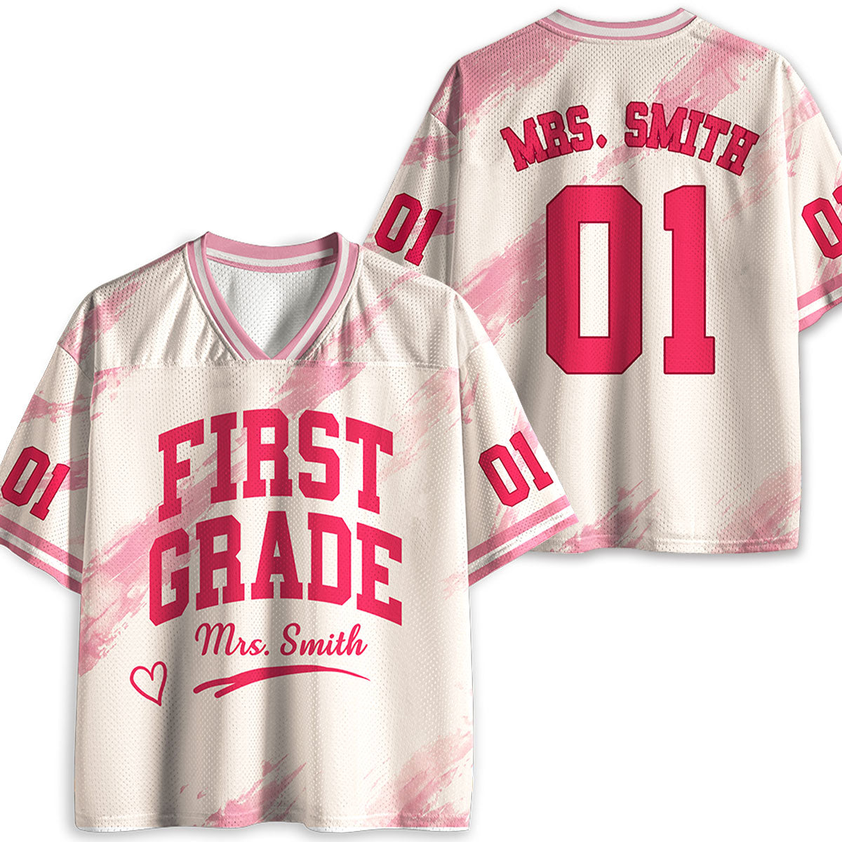 Personalized Grade And Name Watercolor Printing Teacher Mesh Jersey