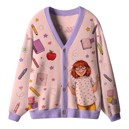 Personalized Name Children's Book Girl Teacher Ugly Cardigan Sweaters