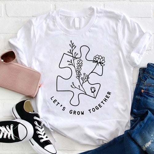 Let's Grow Together Flower Teacher T-Shirt