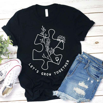 Let's Grow Together Flower Teacher T-Shirt