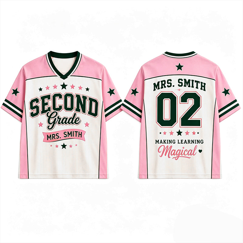 Personalized Grade And Name Making Learning Magical Teacher Mesh Jersey