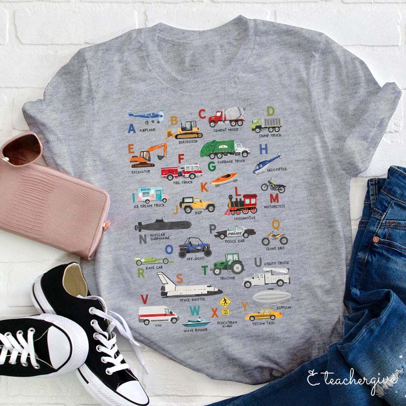 Alphabet Cartoon Word List Teacher T-Shirt