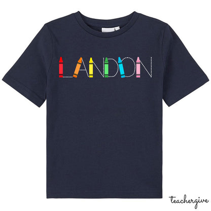 Personalized Name Crayons Letters Class T-Shirt