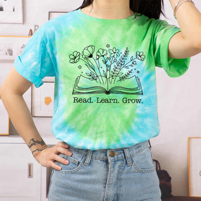 Read Learn Grow Teacher Tie-dye T-Shirt