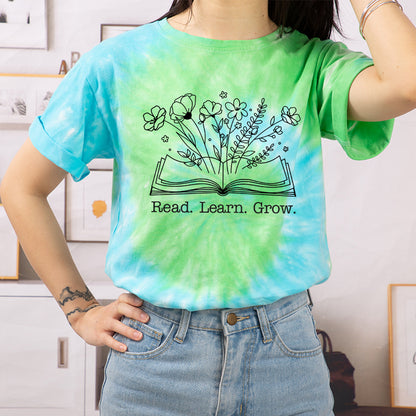 Read Learn Grow Teacher Tie-dye T-Shirt