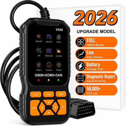 OBD2 Diagnostic Scanner Tool – Engine Code Reader with Live Data, I/M Readiness, Battery Voltage Tester, Code Eraser & 35,901 DTC Lookup for OBD II Vehicles