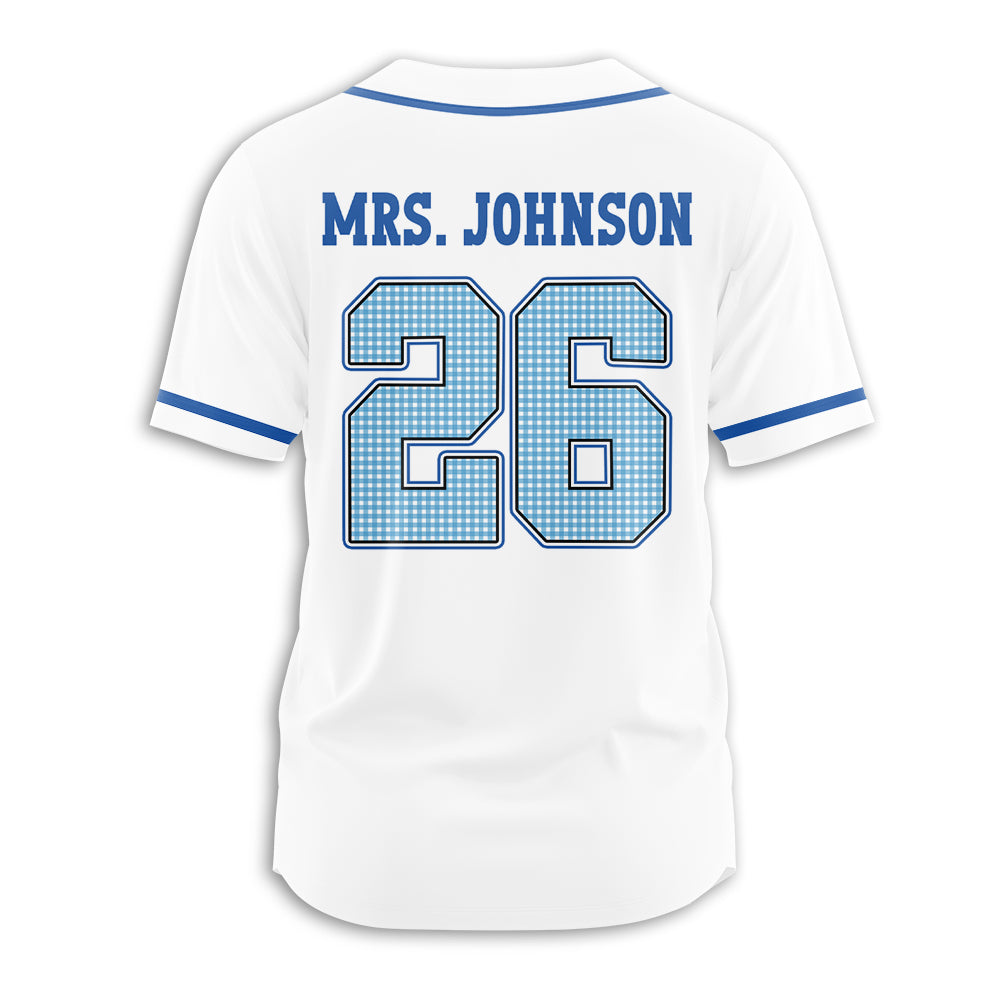 Personalized Greade And Name Coquette Bow Pennant Teacher Baseball Jersey