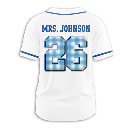 Personalized Greade And Name Coquette Bow Pennant Teacher Baseball Jersey
