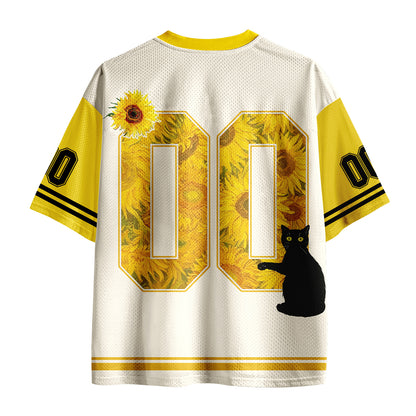 Personalized Number Cat And Sunflower Teacher Mesh Jersey