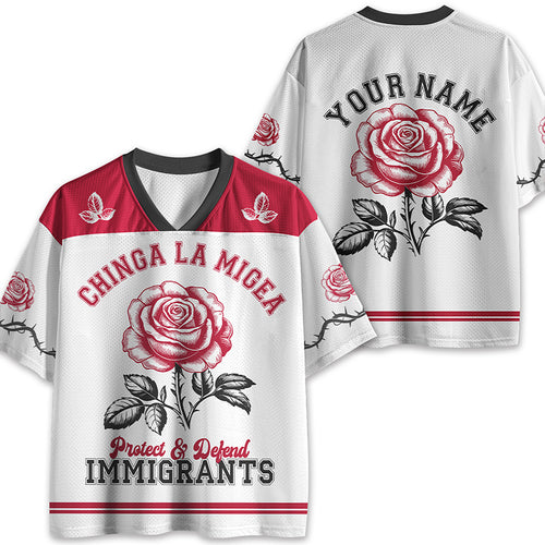 Personalized Chinga La Migea Protect And Defend Immigrants Teacher Mesh Jersey