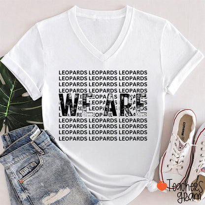 Personalized Mascot We Are School Spirit Teacher Female V-Neck T-Shirt