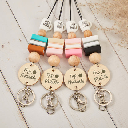 Personalized Teach Love Inspire Cup Book Teacher Lanyard