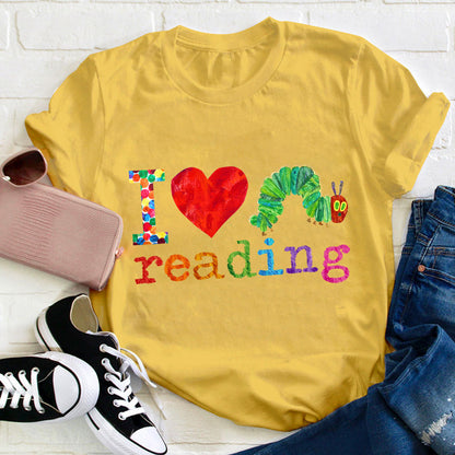 I Love Reading Caterpillar Teacher T-Shirt
