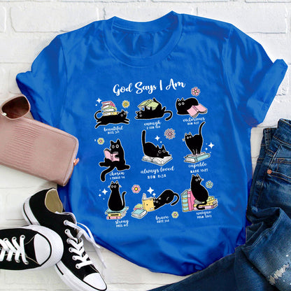 Cute Cat God Says I Am Teacher T-Shirt