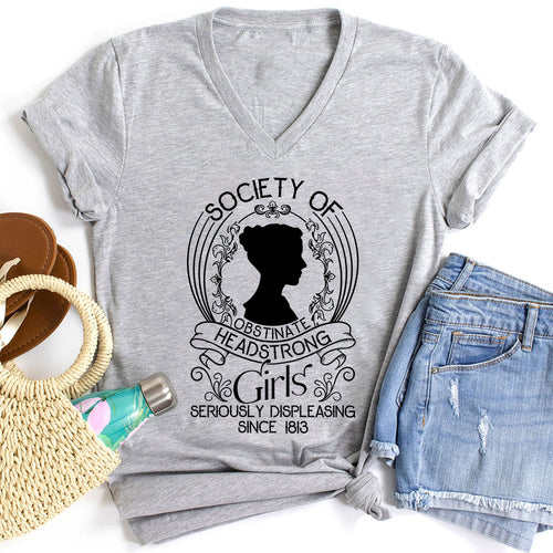 Society Of Obstinate Headstrong Girls Teacher Female V-Neck T-Shirt