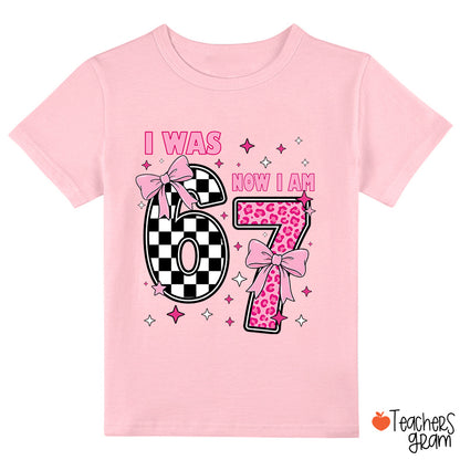I Was Six Now I'm Seven Checkered Class T-Shirt