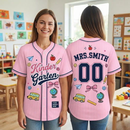 Personalized Grade Name Number School Element Teacher Baseball Jersey