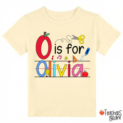 Personalized Name Apple Pencil School Stuff Class T-Shirt
